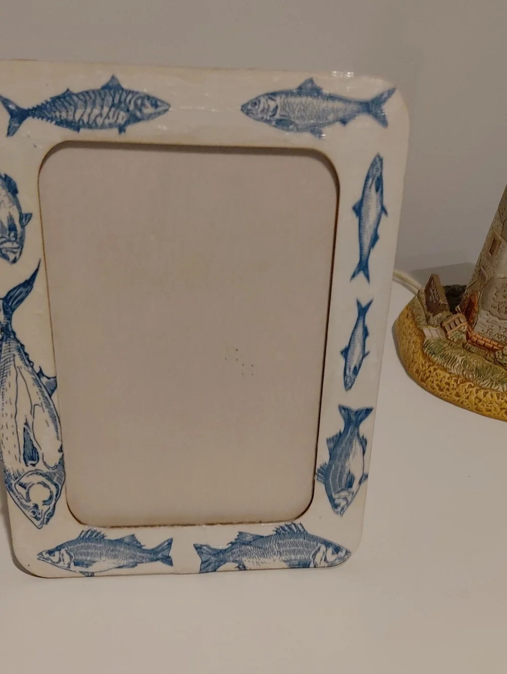 Blue Fish Wood Photo Frame - Decoupaged
